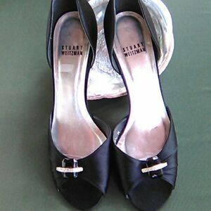 Stuart Weitzman Satin  Embellished Jeweled Heels